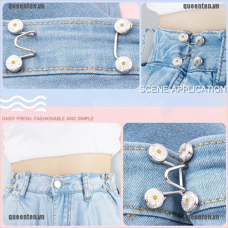 1Set DIY Invisible Adjust Button Metal Jeans Waist Removable Buckle Waist Button QUVN