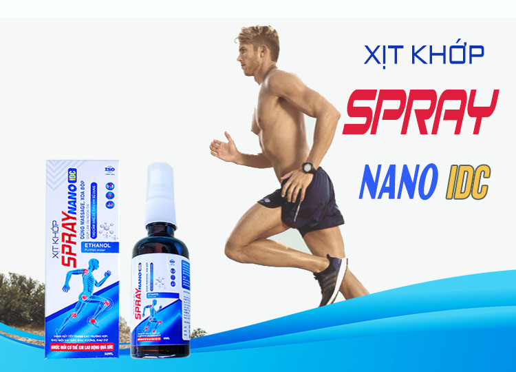 Xịt khớp SPRAY NANO IDC dùng xoa bóp giảm nhanh các triệu chứng đau mỏi vay gáy, xương khớp, bong gân hộp 50ml