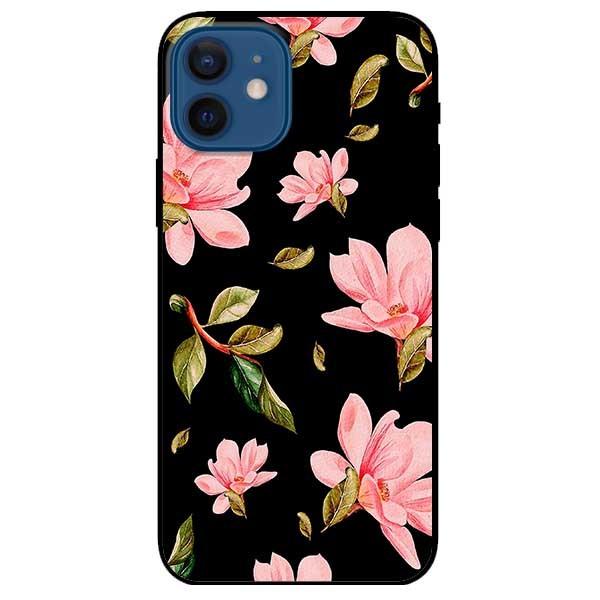 Ốp lưng dành cho Iphone 12 Mini - 12 / 12 Pro - 12 Pro Max mẫu Hoa Lan Hồng Nền Đen