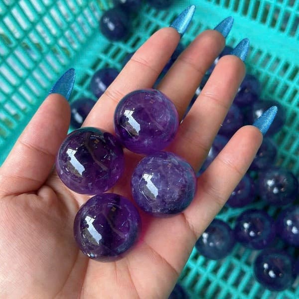 Bi Lăn Tay Đá Thạch Anh Tím Tự Nhiên 4cm, Trang trí nhà cửa, thư giãn đôi bàn tay