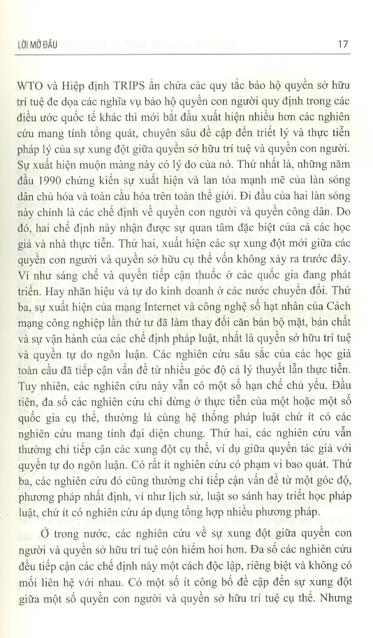 Sự Xung Đột Giữa Quyền Con Người Và Quyền Sở Hữu Trí Tuệ - Tiếp Cận Từ Triết Lý Pháp Luật Và Thực Tiễn Pháp Lý (Sách chuyên khảo)