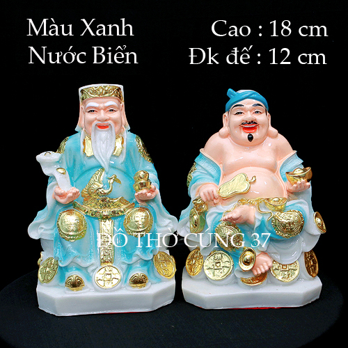 [ Cao 18 cm , 22cm , 25 cm ] TƯỢNG THẦN TÀI THỔ ĐỊA MÀU XANH BIỂN [ COMPOSITE + BỘT ĐÁ