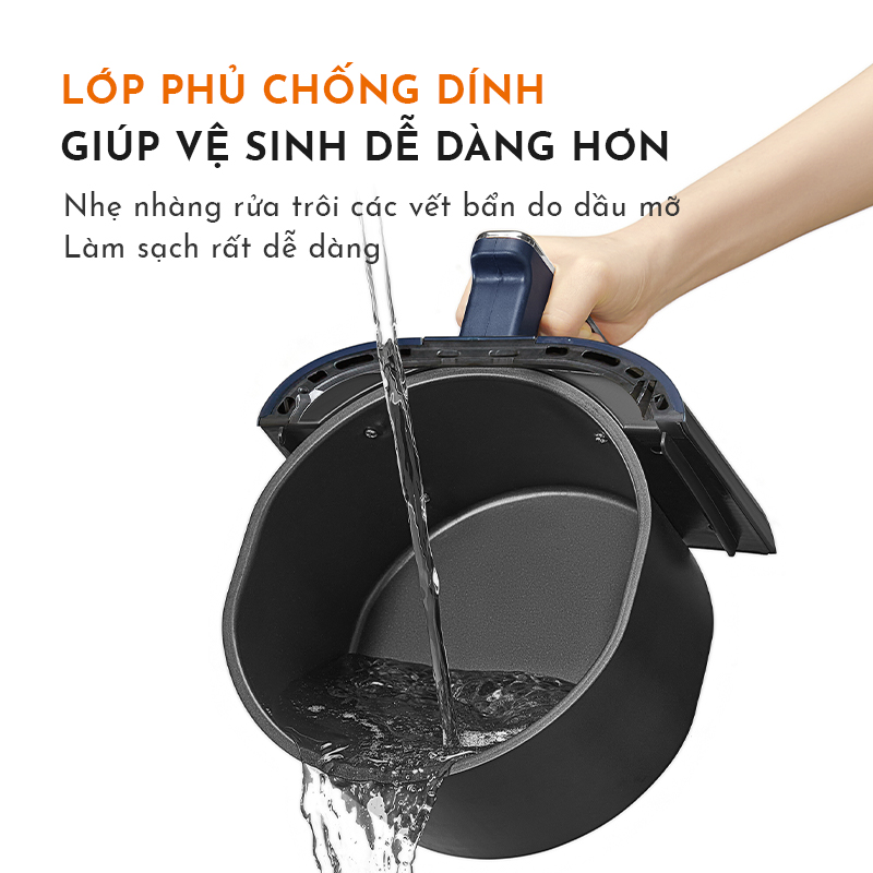 Nồi chiên không dầu điện tử GAABOR GA-E5D01 dung tích 5 lít 10 chế độ nấu công suất 1200W cửa kính quan sát thức ăn - Hàng chính hãng