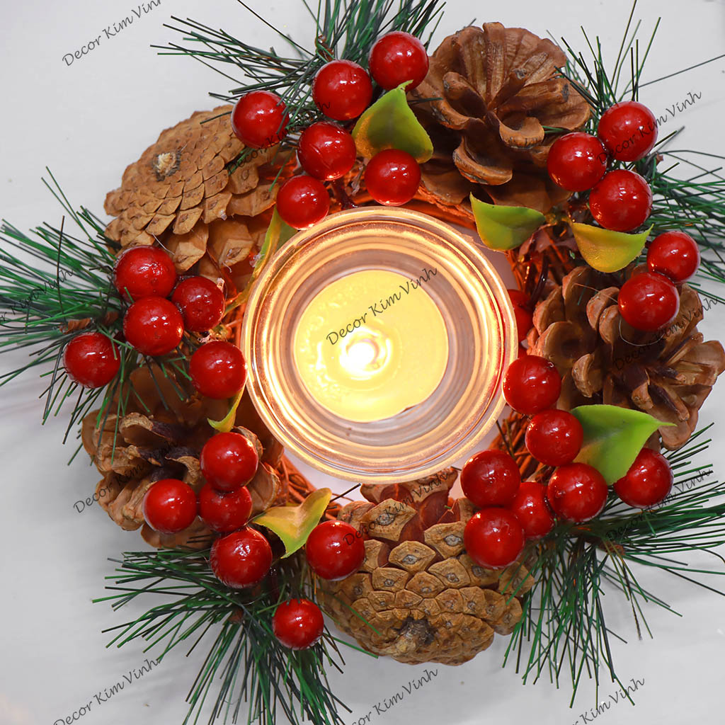 Vòng Nến Giáng Sinh NEN05 Trang Trí Noel Vintage