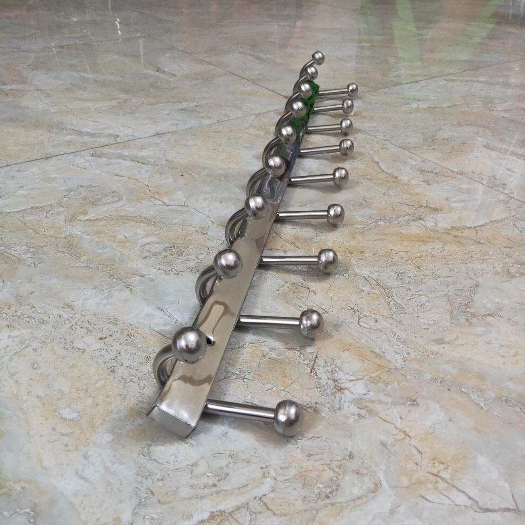 Thanh treo quần áo nhà tắm hoặc phòng ngủ Inox 9 móc dài 67 cm