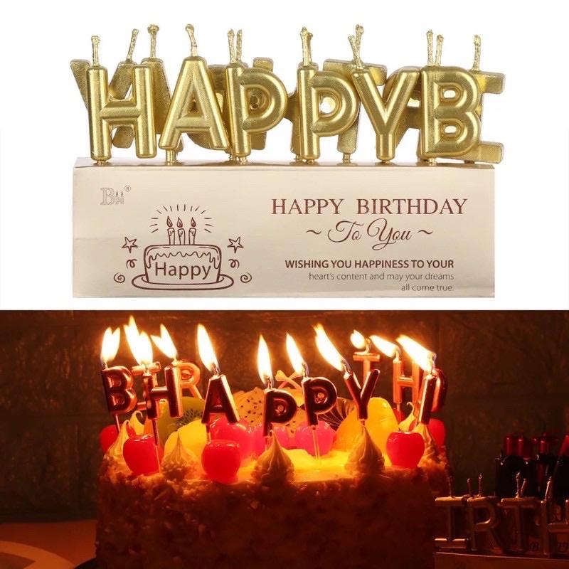 Nến chữ HAPPY BIRTHDAY trang trí bánh sinh nhật