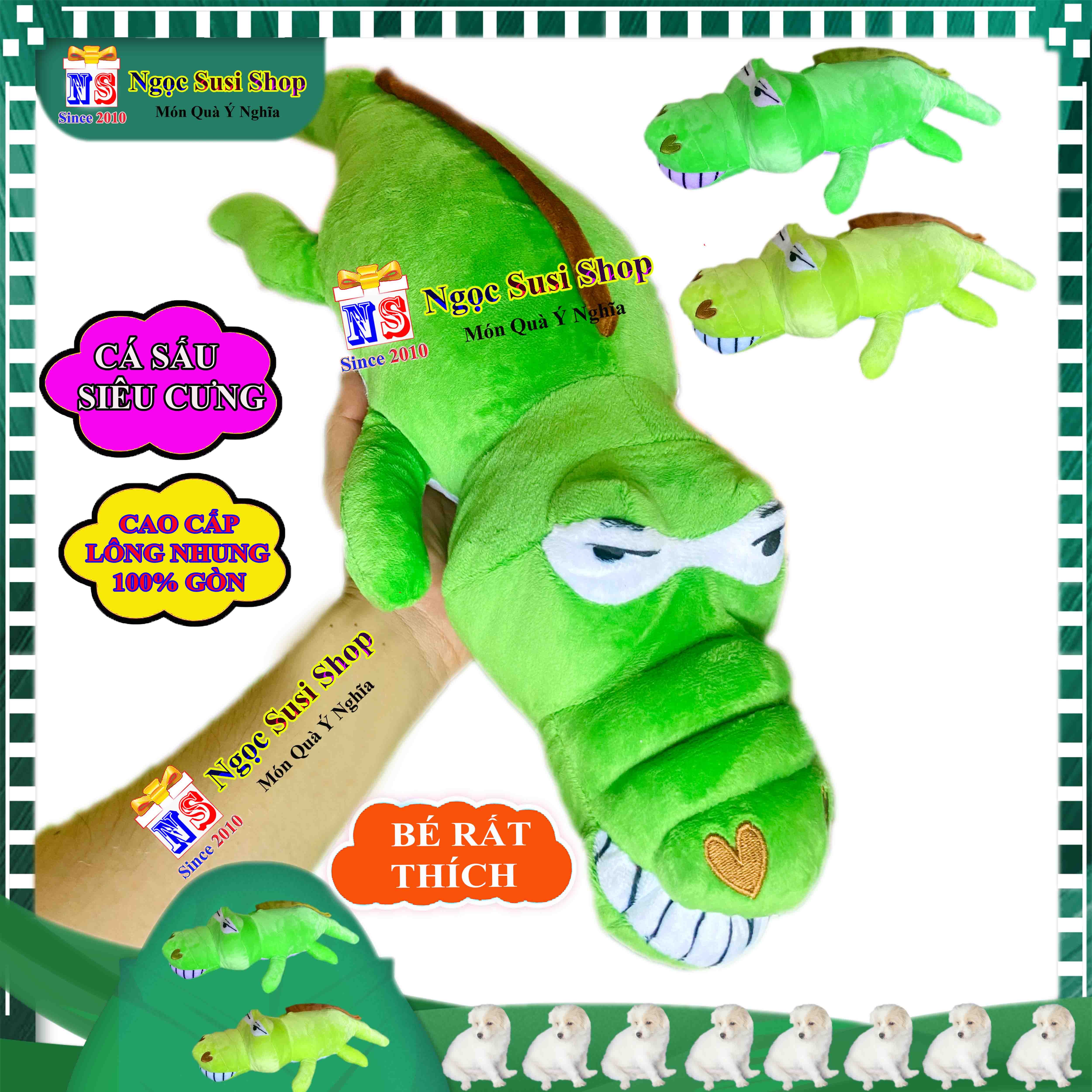 THÚ NHỒI BÔNG CON CÁ SẤU SIZE NHỎ 60CM RẤT DỄ THƯƠNG SIÊU MỀM MỊN CAO CẤP GIAO NGẪU NHIÊN MÀU