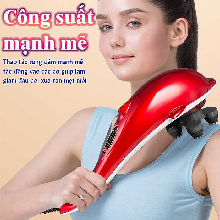 Máy mát xa cầm tay cá heo Nikio PL-608B - Điện tử, 6 đầu massage