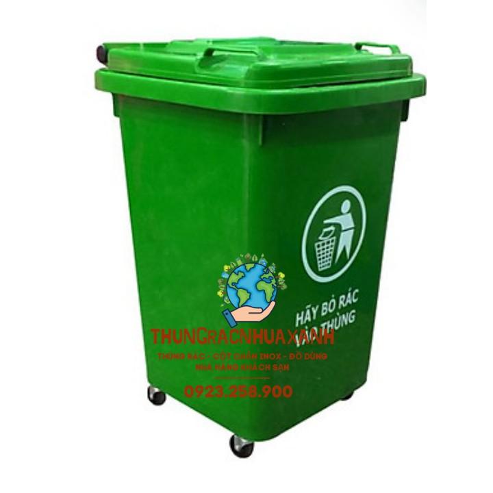 THÙNG RÁC CÔNG CỘNG 60L CÓ BÁNH XE MÀU XANH - ĐỎ - ĐEN