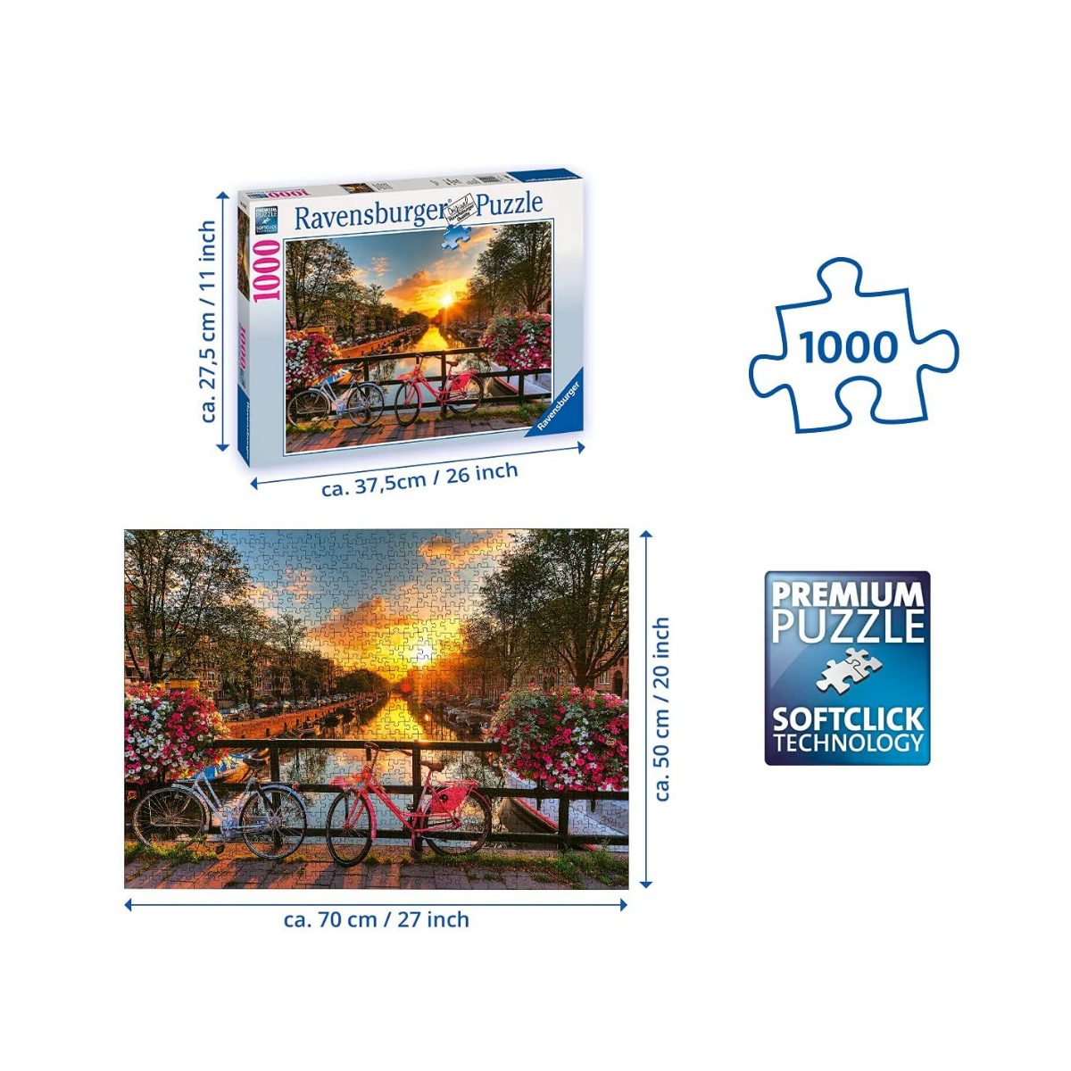 Xếp hình puzzle Bicycles in Amsterdam 1000 mảnh RAVENSBURGER 196067