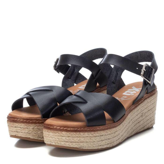 Giày Sandal Nữ Đế Xuồng XTI Black Pu Ladies Sandal