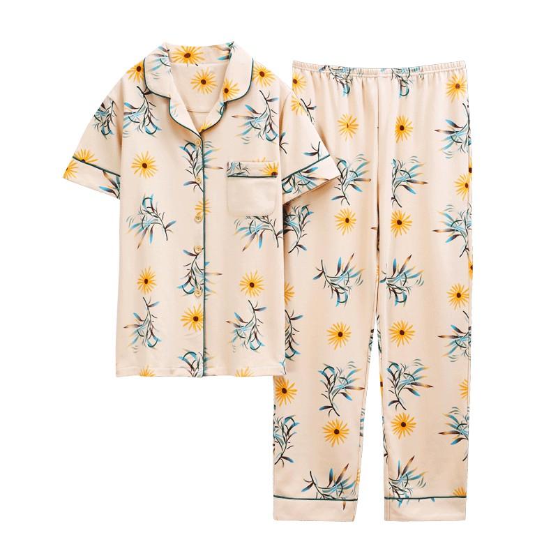 Hình ảnh Đồ Bộ mặc nhà Pijama nữ cộc tay vải cotton 100% vô cùng thoáng mát, giặt máy thoải mái không xù không bai dão. Hàng Quảng Châu xịn