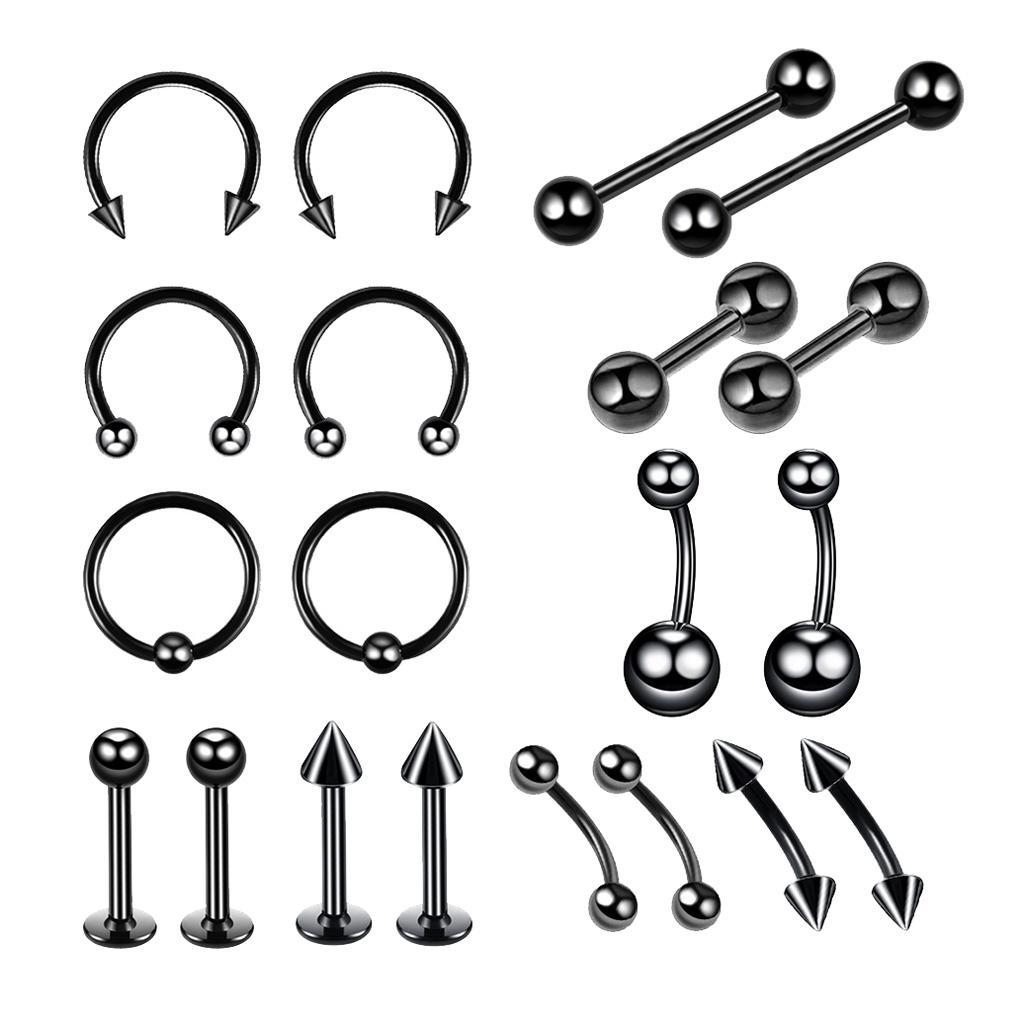 20Pcs Nose Lip  Eyebrow  Navel Belly  Piercings 6mm