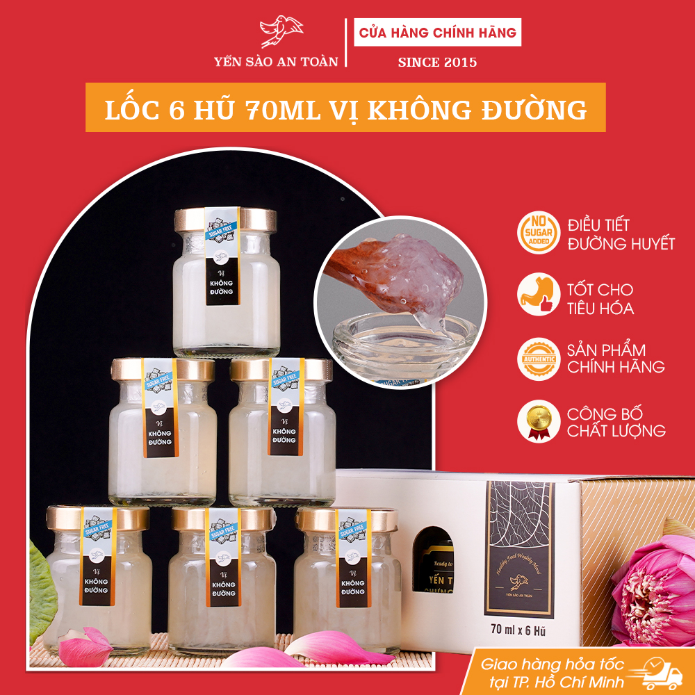Yến chưng sẵn lốc 6 hũ 70ml và 140ml có 10 vị để lựa chọn ĐẬM ĐẶC YẾN TƯƠI từ Yến Sào An Toàn