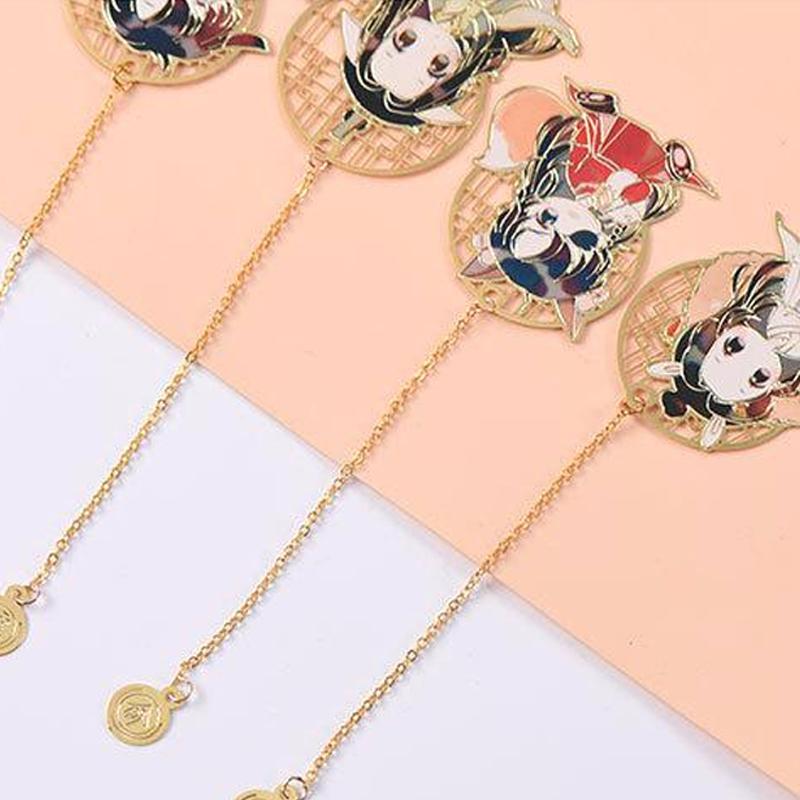 Bookmark kim loại mỏng THIÊN QUAN TỨ PHÚC MA ĐẠO TỔ SƯ HỆ THỐNG TỰ CỨU in màu anime chibi