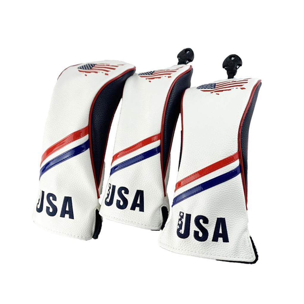 3x Professional Golf Club Head Cover Wood Drivers covers for head with Interchangeable Number Tags