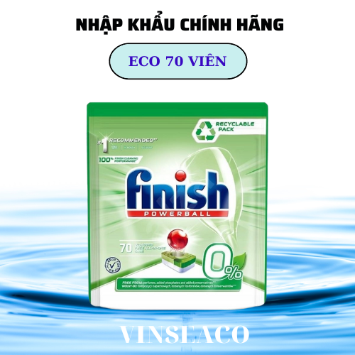 Viên rửa chén bát Finish Eco Powerball 0% - Túi 70 viên