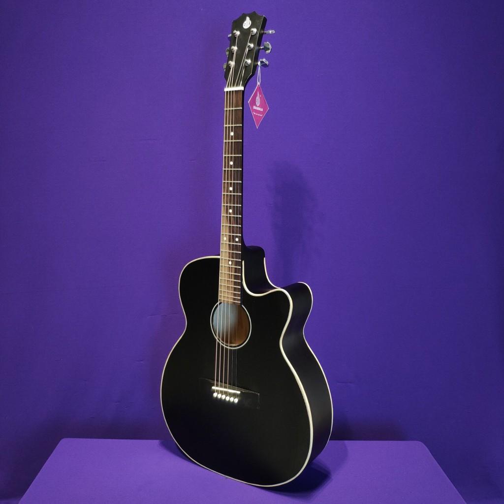 Đàn guitar acoustic màu đen có ty tập chơi SVA1  tặng 7 phụ kiện