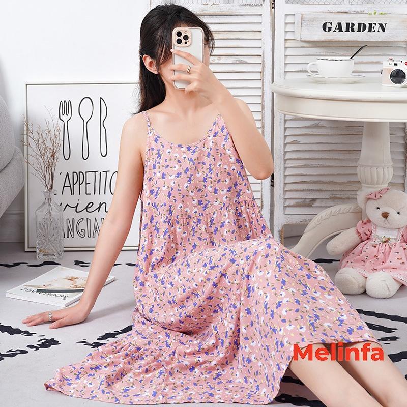 Váy ngủ hai dây nữ vải Cotton lanh lụa mềm mịn thoáng mát, đầm ngủ mặc nhà nữ suông rộng mã V0278