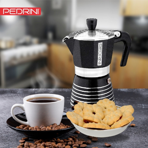 Ấm pha cà phê PEDRINI Infinity Rock - Aluminium - Màu Đen - 1 cup /2 cup /3 cup /6 cup