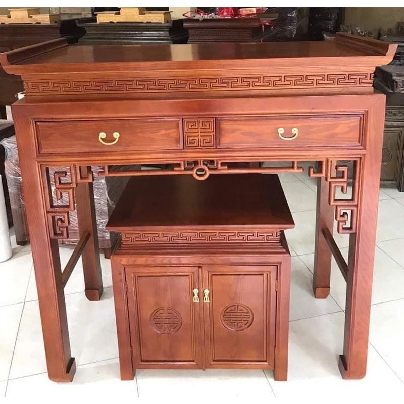 Bộ bàn thờ màu óc chó gỗ sồi 107cm