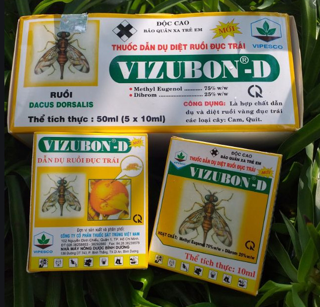 Bộ Vizubon chất dẫn dụ + diệt ruồi vàng, ruồi đục trái hiệu quả nhanh - bộ 2 lọ 10ml