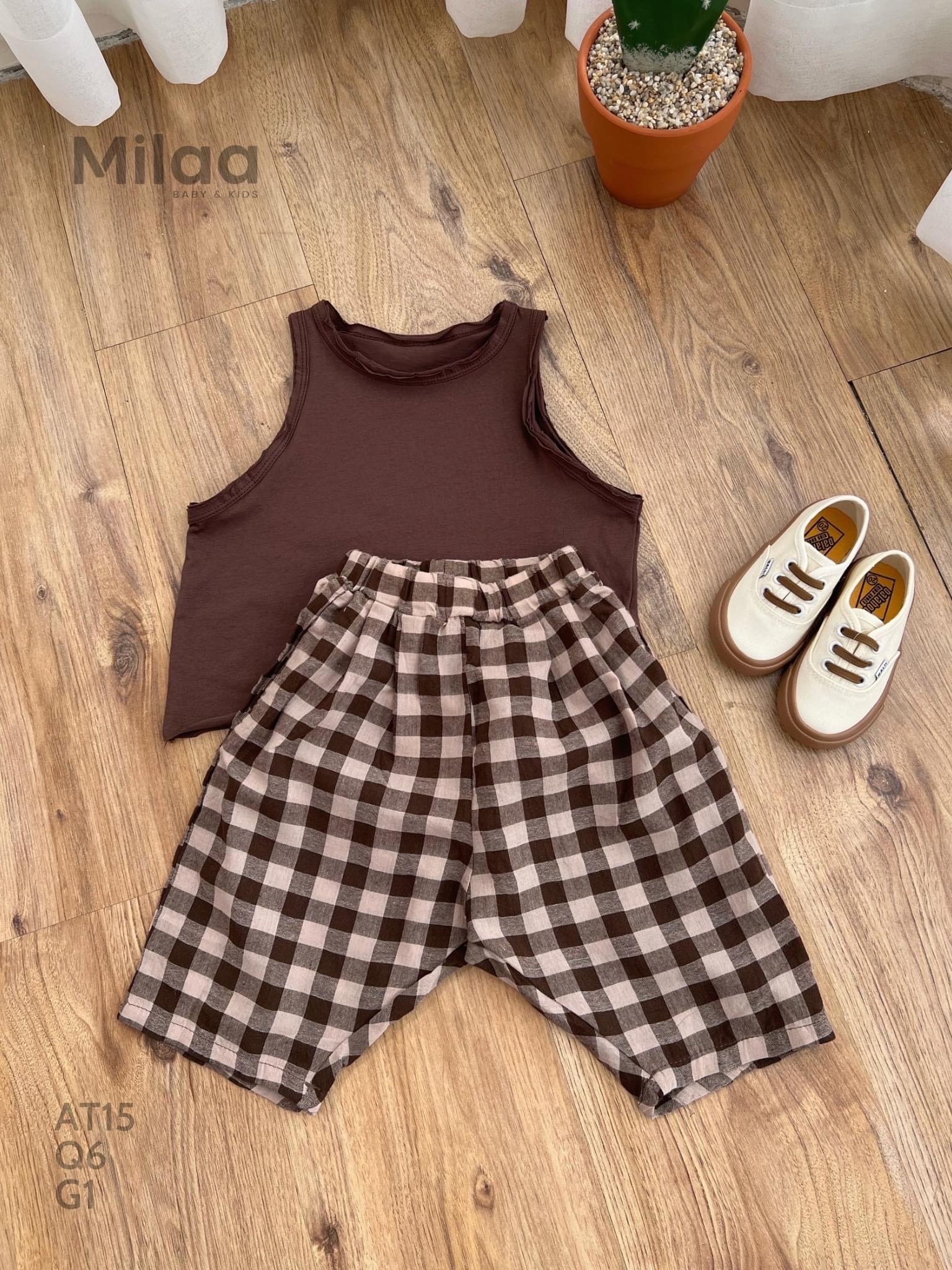 Quần Dài Caro Vải Linen Siêu Mềm Mịn Cho Bé MiLaa Kids Q6