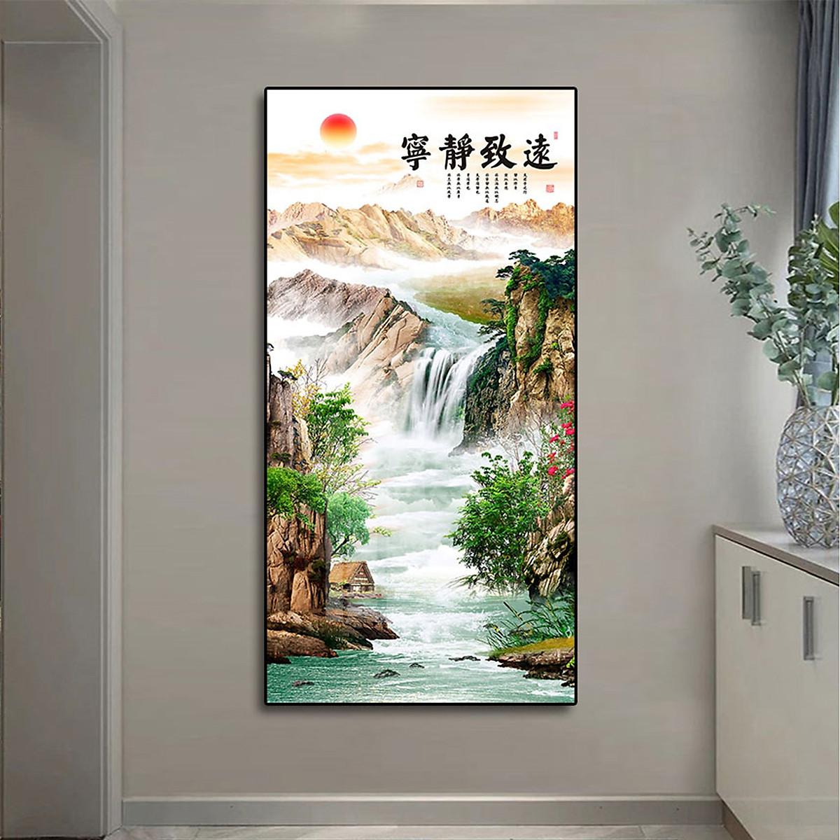 Tranh Tráng Gương Treo Tường Hiện Đại _Tranh Pha Lê Sơn Thủy