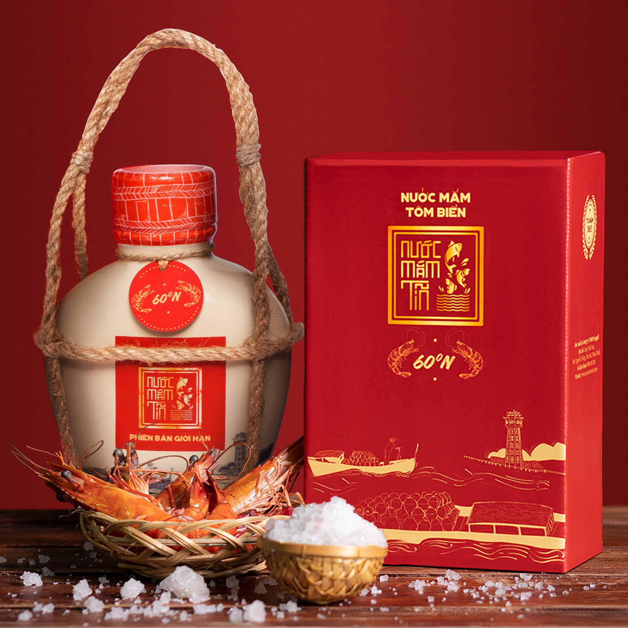 1 Bình gốm Nước mắm Tôm Biển Truyền Thống 60N đạm - Nước mắm Tĩn - 500ml Thơm Ngon Hảo Hạng Không Chất Bảo Quản