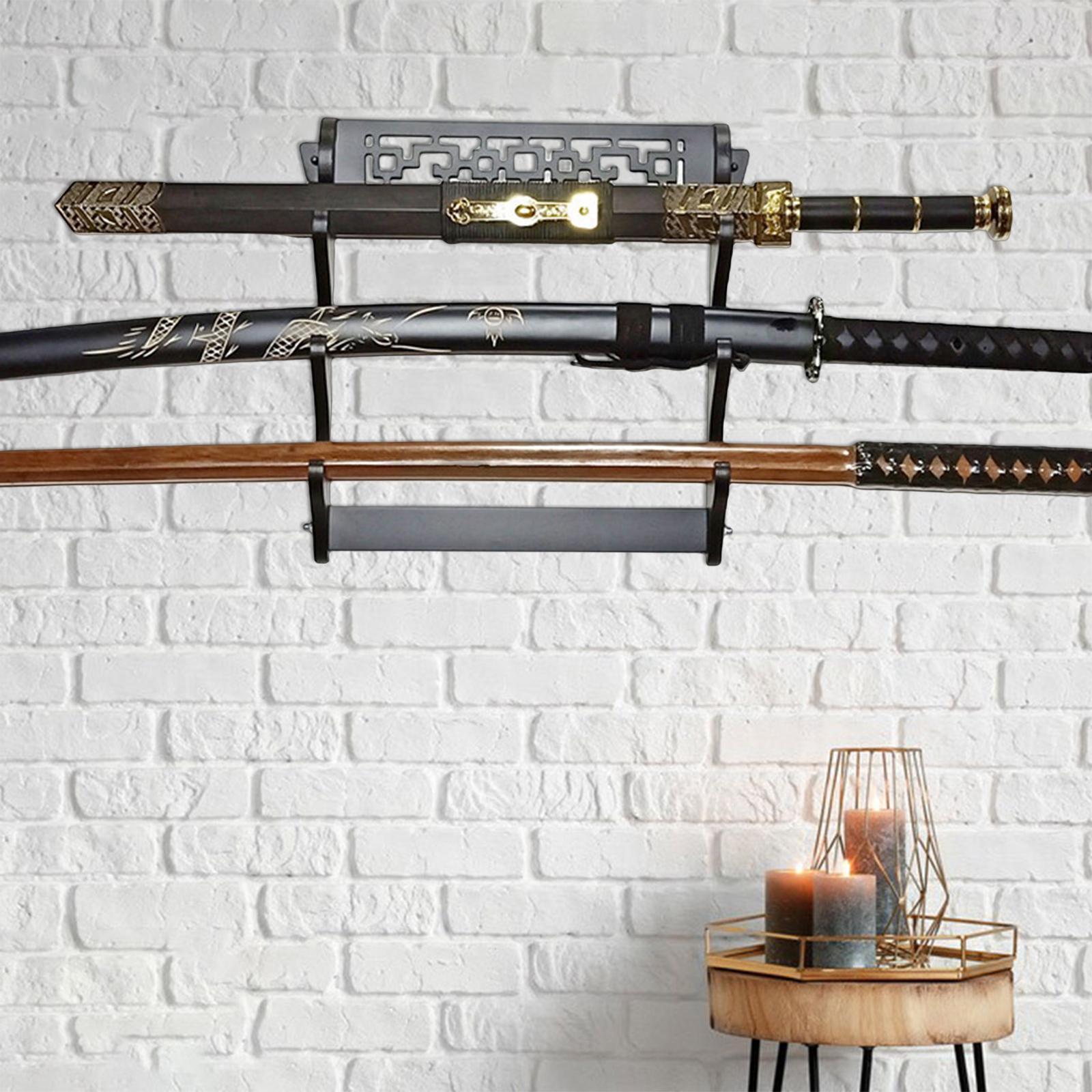 Sword Holder Wall Mount Samurai Sword Rack Katana Wakizashi Display Stand Bracket Hanger