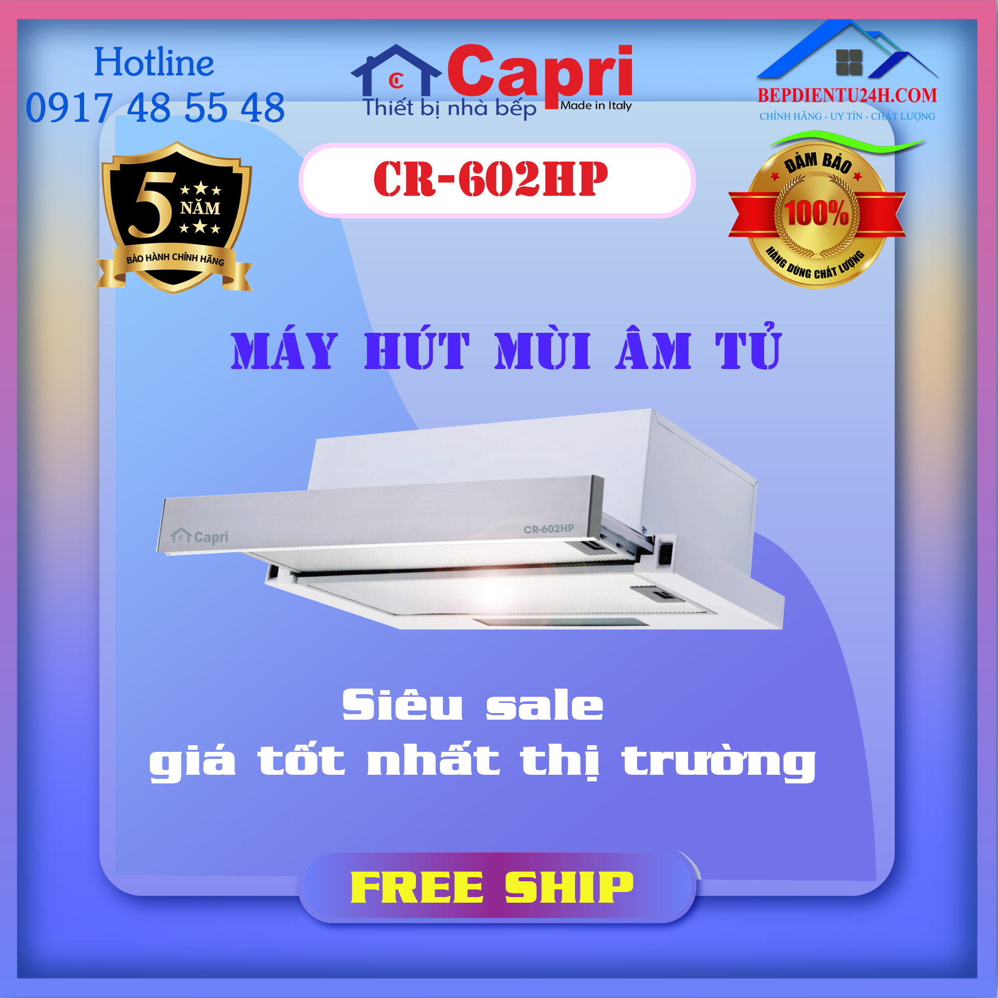 Máy Hút Mùi Âm Tủ Capri CR-602HP - Hàng Chính Hãng