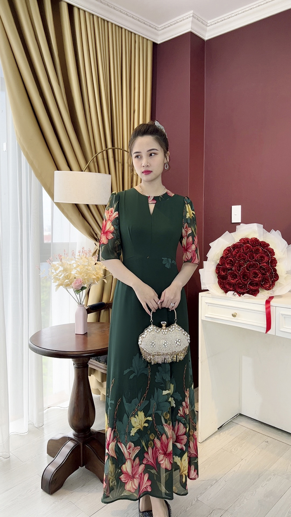 Đầm Trung Niên [ Linh Trà ] (TM 881) Trẻ Trung Thiết Kế Trang Nhã Thanh Lịch Bigsize Đi Làm Đi Tiệc Cho Bà Cho Mẹ U50