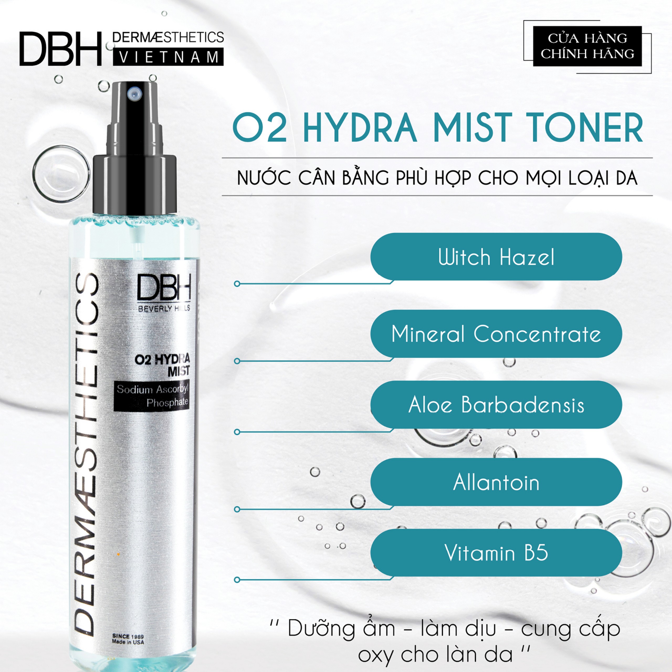 NƯỚC CÂN BẰNG DA O2 HYDRA MIST TONER 6.0 OZ