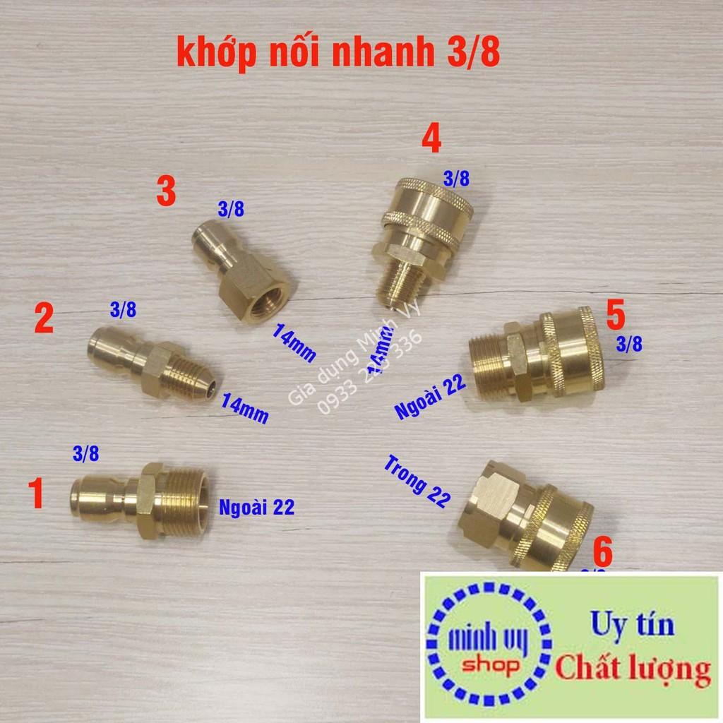 Khớp nối nhanh bằng đồng 3 phần 8 dùng nối nhanh dây áp lực máy rửa xe