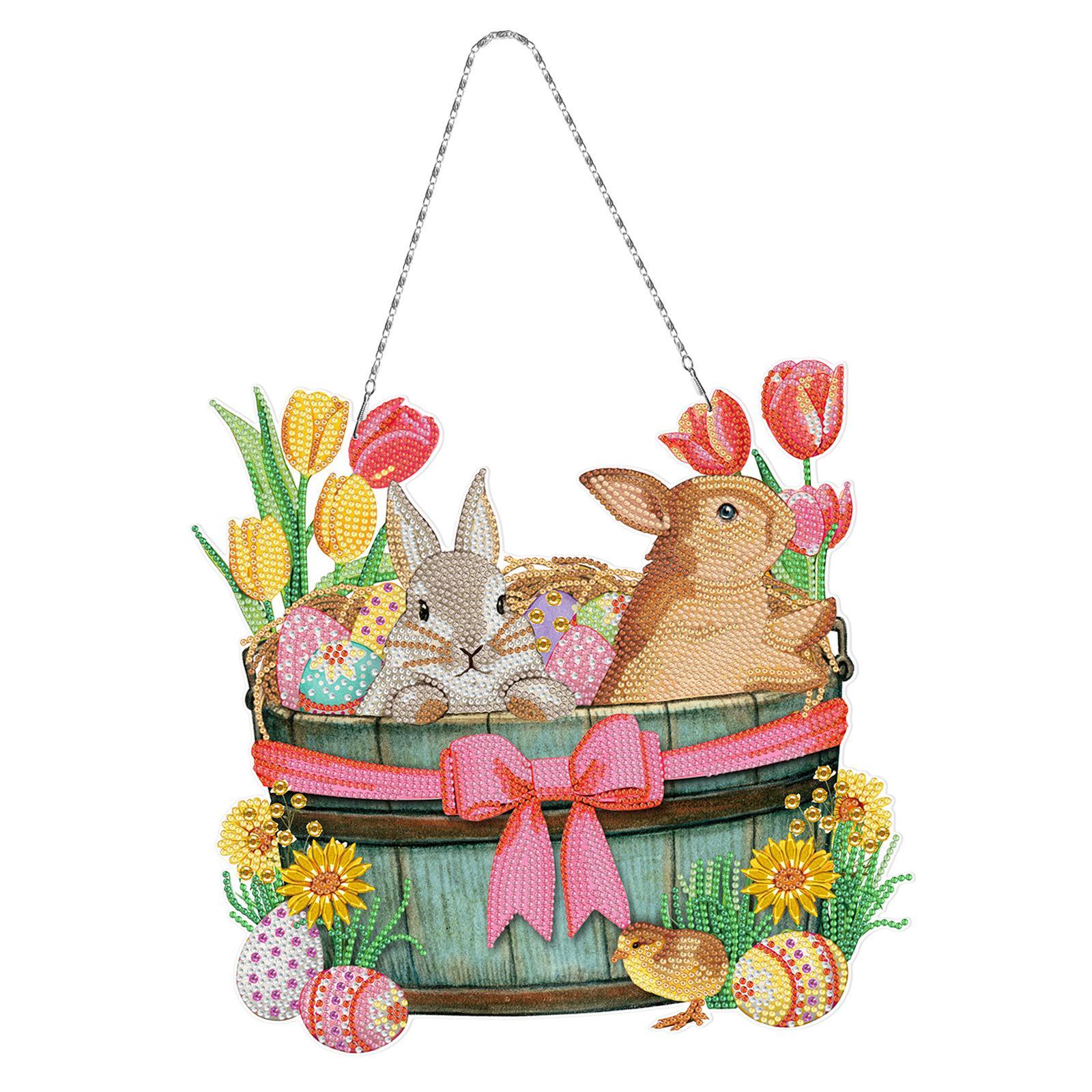 5D Diamond Paint Easter Bunny Hanging Ornament Window Decoration