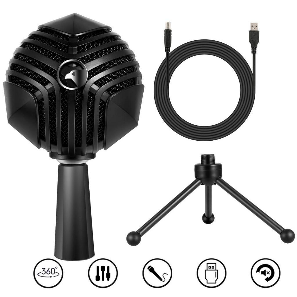 Studio USB Condenser Recording Microphone Stand Mic Built in Audio Interface