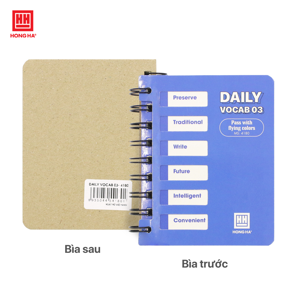 Sổ tay lò xo ghi chép học từ vựng Daily Vocab 03 Hồng Hà 200 trang - 4180