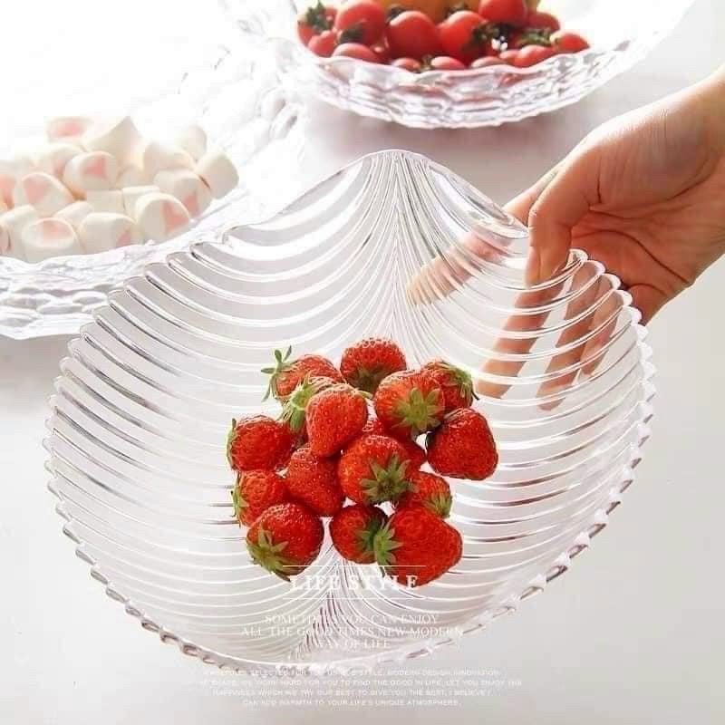 Đĩa Thuỷ Tinh Pha Lê Hình Chiếc Lá kt 24x24cm Đựng Hoa Quả Bánh Kẹo - HÀNG CHÍNH HÃNG MINIIN