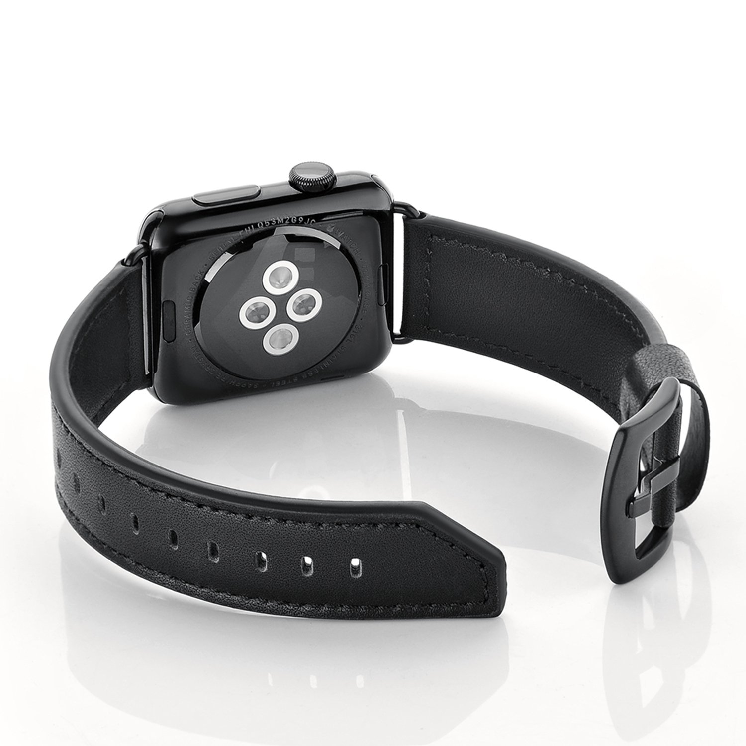 Dây đồng hồ Apple Watch, dây da 08 lưỡi dao khóa thép không gỉ cho Apple Watch