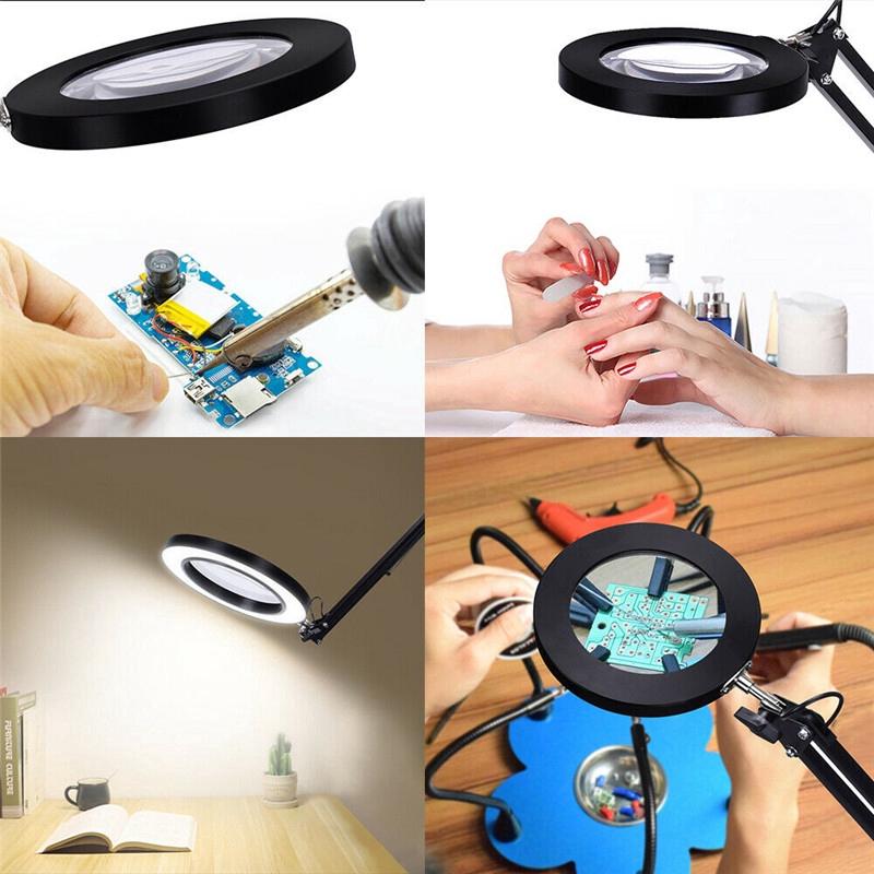 Kính lúp kẹp bànKính lúp phóng đại 5x có đèn LED chiếu sáng