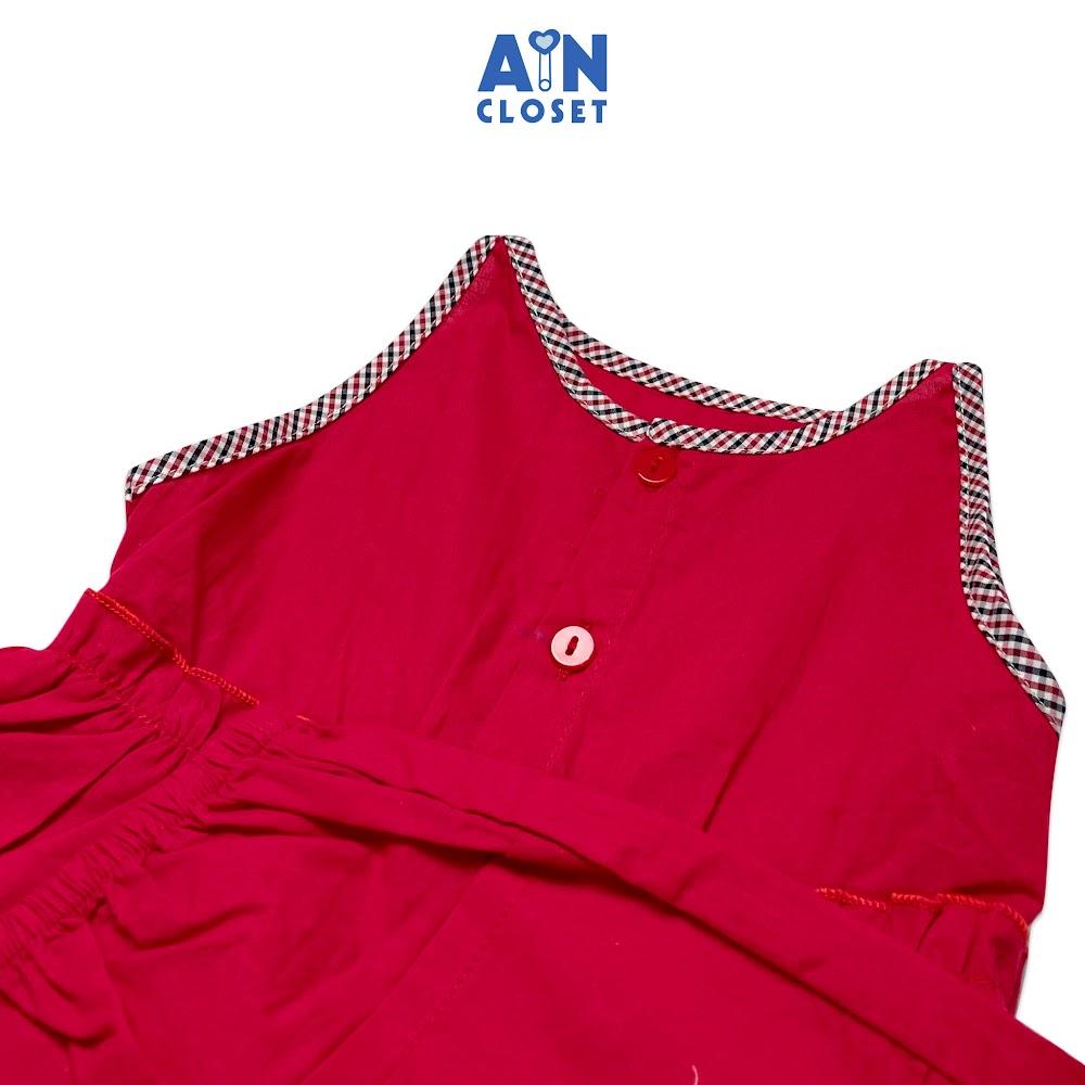 Bộ quần áo ngắn họa tiết Nhún đỏ viền caro cotton - AICDBGRHCO0R - AIN Closet