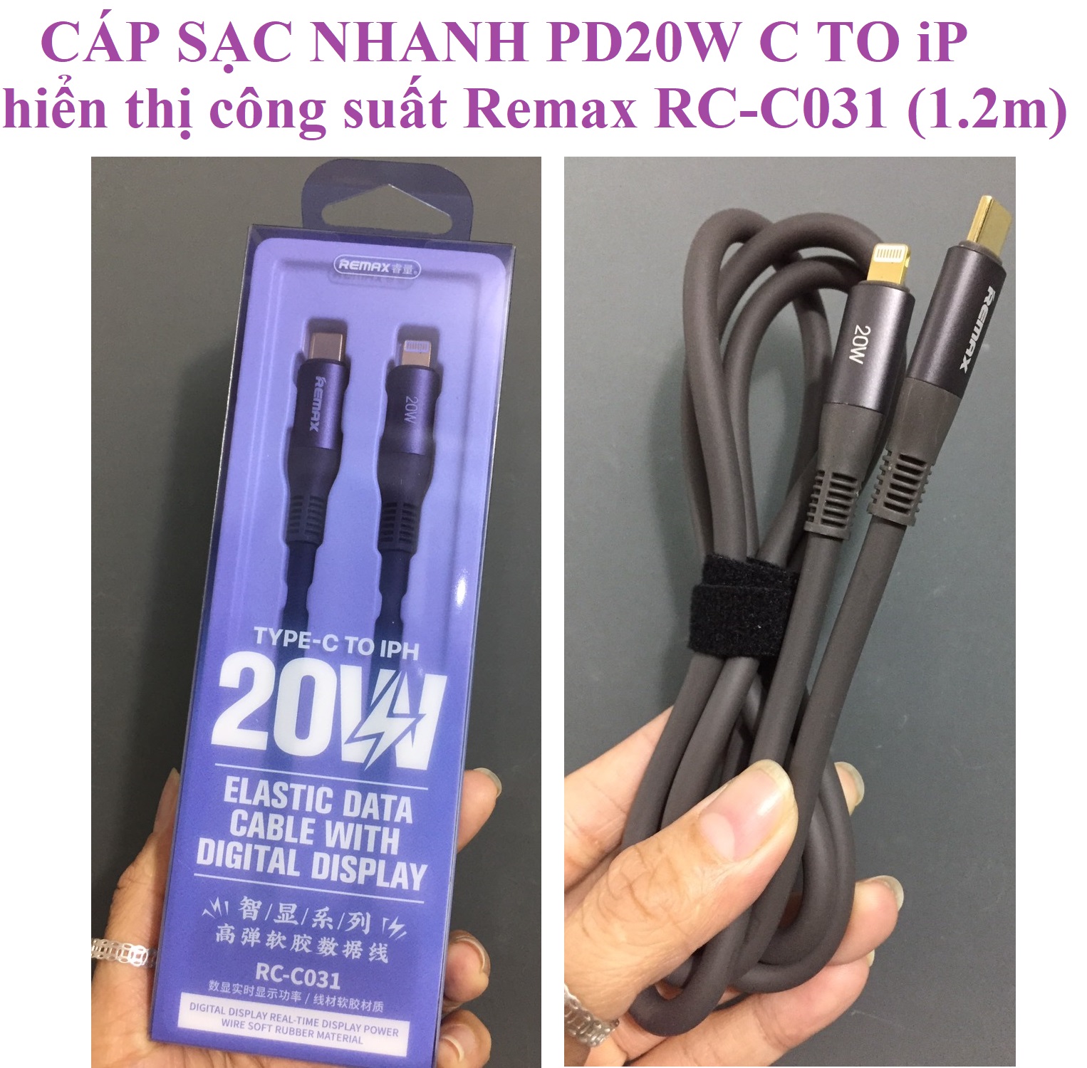 Cáp sạc nhanh PD20W C to iP Remax RC-C031 (1.2m) _ hàng chính hãng