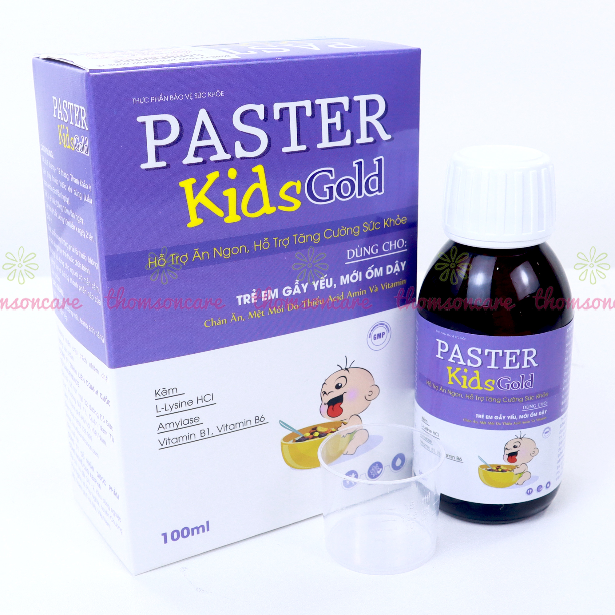 Siro ăn ngon Paster Kids Gold Sanofia - Hỗ trợ tăng sức đề kháng, ăn ngon miệng, giảm rối loạn tiêu hóa cho bé - Chai 100ml Thomsoncare