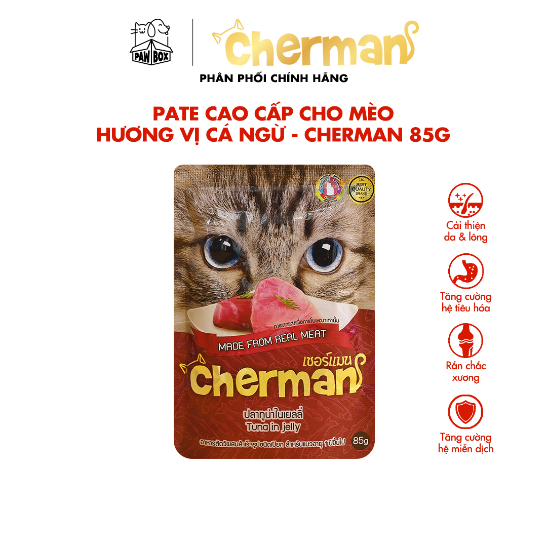 Combo 10 gói (5 vị) Pate cho mèo trưởng thành Cherman cao cấp nhập khẩu Thái Lan gói 85g