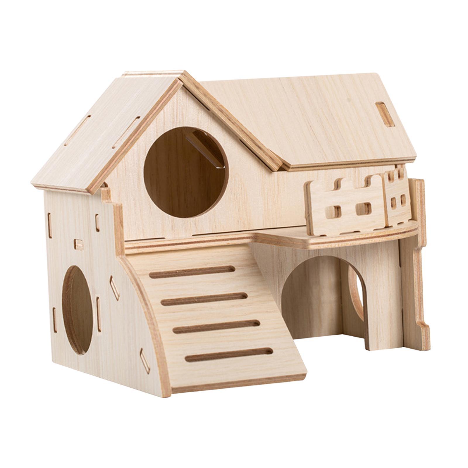 Wooden Hamster House Solid Wood Cage Accessories for Chinchilla Mice Hamster