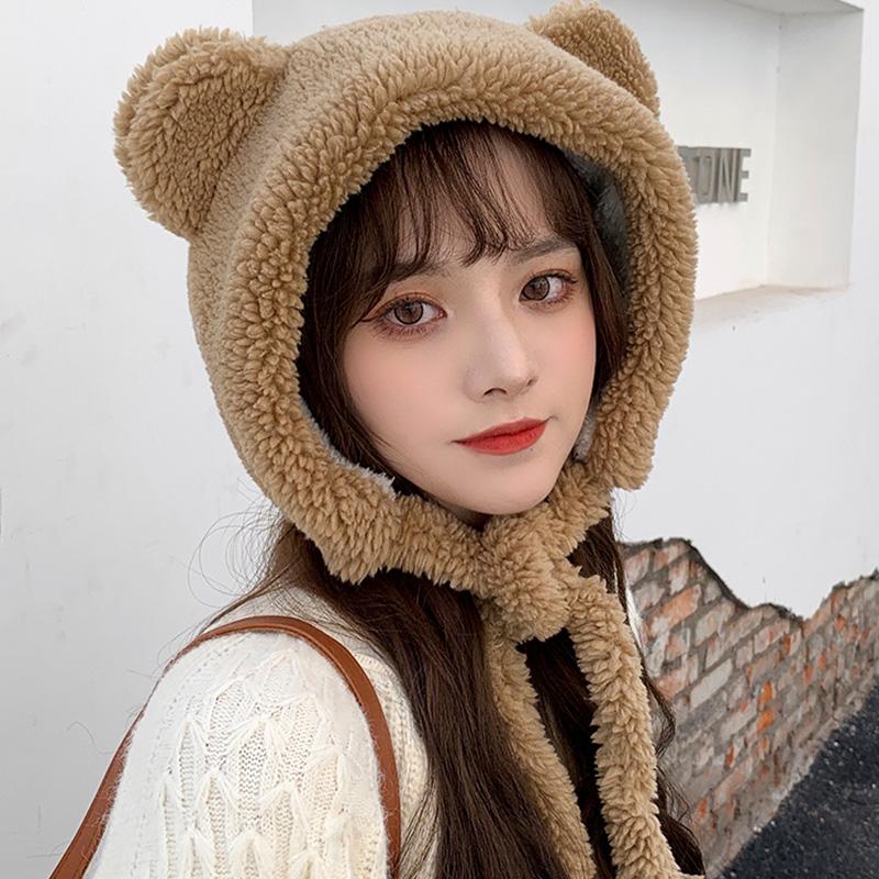 Mùa Đông Ấm Nón Plus Trang Nữ Nắp Họa Tiết Hoạt Hình Dễ Thương Tai Gấu Kawaii Áo Mũ Lưỡi Trai Sang Trọng Nón Dành Cho Trẻ Em Người Lớn Bé Gái quà Tặng Sinh Nhật
