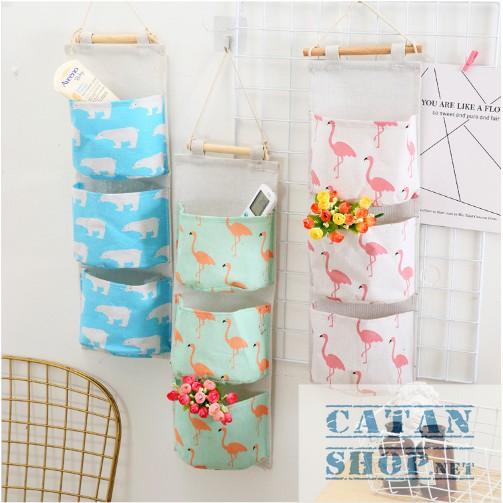 ️️Túi đựng đồ treo tường 3 ngăn tiết kiệm diện tích - thiết kế xinh xắn bền đẹp đa năng tiện lợi - giao màu ngẫu nhiên