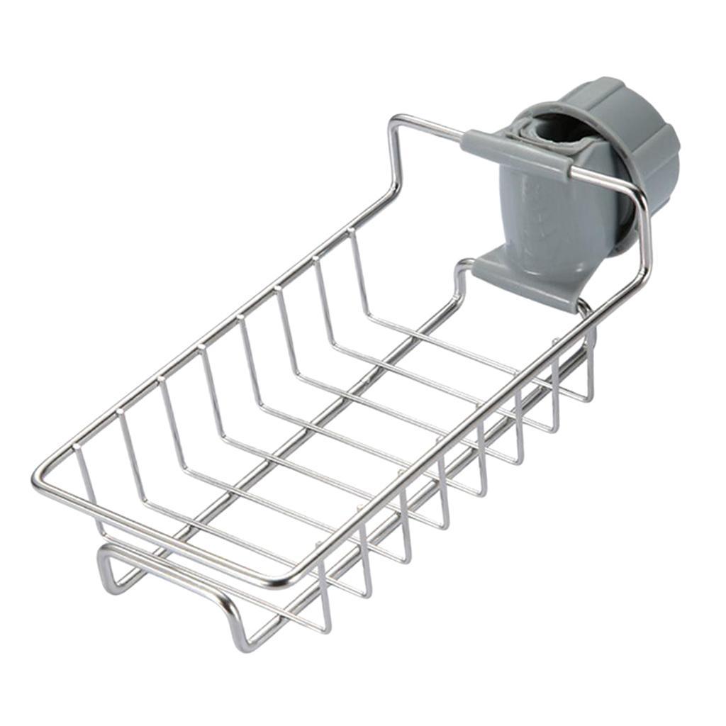 Faucet Shelf Bathroom Soap Scrubber Sponge Holder Storage Organizer Rack