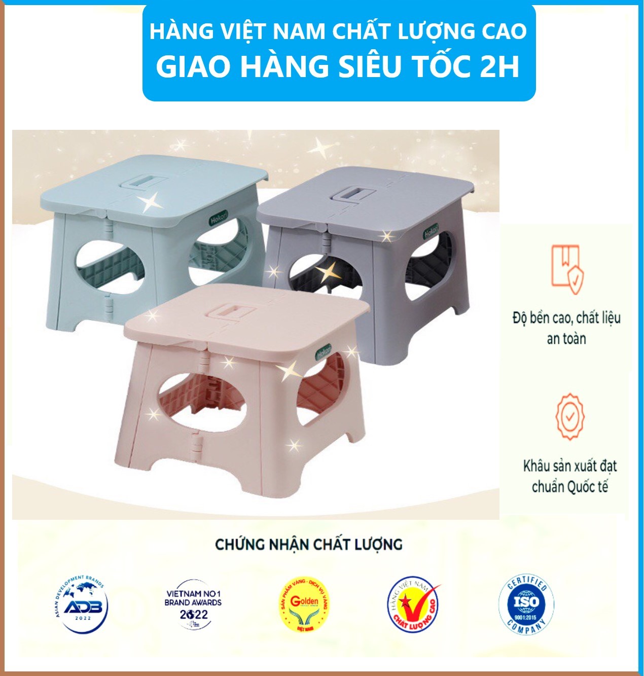 Ghế đẩu gấp gọn Hokori nhựa Việt Nhật - Ghế Đẩu,Ghế Xếp Lùn, Ghế Đẩu Gập Gọn Dễ Dàng Mang Theo Du Lịch - Hàng Việt Nam