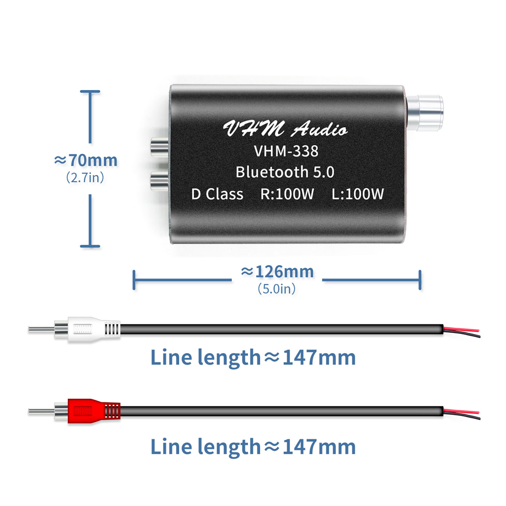 Bộ Thu Âm Không Dây Vhm338 Bluetooth 5.0 Âm Thanh Nổi HiFi Công Suất 100w + Bộ Khuếch Đại Âm Thanh Trên Ô Tô 100w